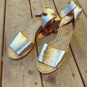 J Crew gold espadrille wedges